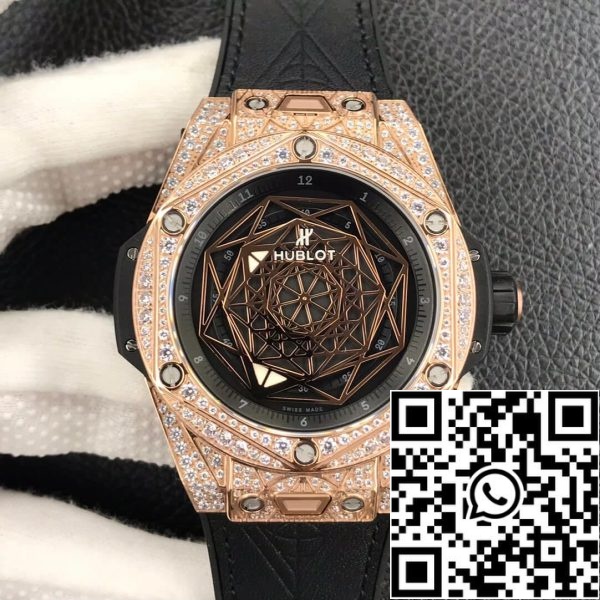 Hublot Big Bang 1 1 Най-доброто издание WWF фабрика злато пълен диамант случай САЩ реплика часовник 9375 Hublot Big Bang 1: 1 Най-доброто издание WWF фабрика злато пълен диамант случай