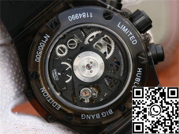 Hublot Big Bang 411 JX 4802 RT 1 1 Лучшее издание черный корпус черный ремешок США Реплика Смотреть 1095 Hublot Big Bang 411.JX.4802.RT 1:1 Лучшее издание черный корпус черный ремешок