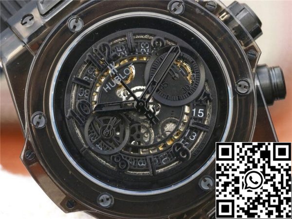 Hublot Big Bang 411 JX 4802 RT 1 1 Лучшее издание черный корпус черный ремешок США Реплика Смотреть 6963 Hublot Big Bang 411.JX.4802.RT 1:1 Лучшее издание черный корпус черный ремешок