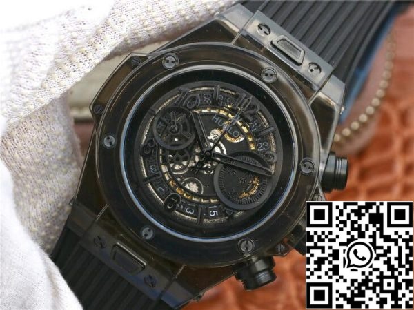 Hublot Big Bang 411 JX 4802 RT 1 1 Лучшее издание черный корпус черный ремешок США Реплика Смотреть 8399 Hublot Big Bang 411.JX.4802.RT 1:1 Лучшее издание черный корпус черный ремешок