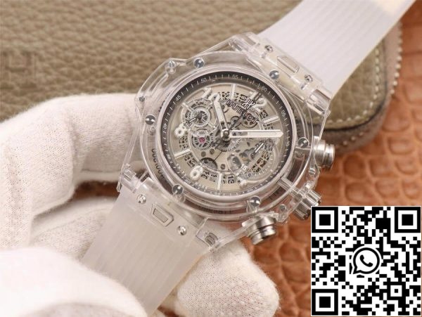 Hublot Big Bang 411 JX 4802 RT 1 1 Best Edition White Transparent Dial US Replica Watch 2659 Hublot Big Bang 411.JX.4802.RT 1:1 Best Edition White Transparent Dial