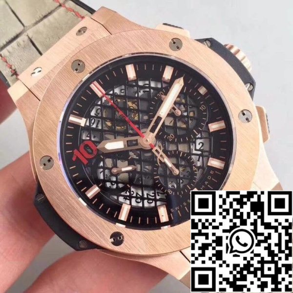 Hublot Big Bang Aero Bang Gold Mechanical Watches 1:1 Best Edition Swiss ETA4100 Black Skeleton Dial US Replica Watch 7954 Hublot Big Bang Aero Bang Gold Mechanical Watches 1:1 Best Edition Swiss ETA4100 Black Skeleton Dial