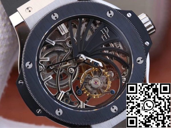 Hublot Big Bang Hollow Tourbillon 1 1 Best Edition Keramik Lünette Skelett Zifferblatt US Replica Uhr 1335 Hublot Big Bang Hollow Tourbillon 1:1 Best Edition Keramik Lünette Skelett Zifferblatt