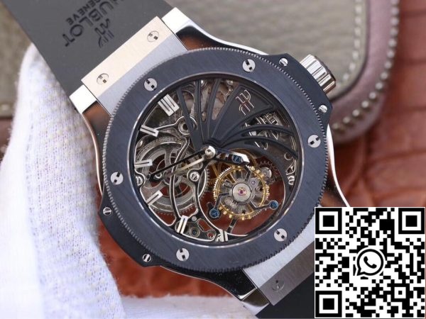 Hublot Big Bang Hollow Tourbillon 1:1 Best Edition Ceramic Bezel Skeleton Dial US Replica Watch 95 Hublot Big Bang Hollow Tourbillon 1:1 Best Edition Ceramic Bezel Skeleton Dial