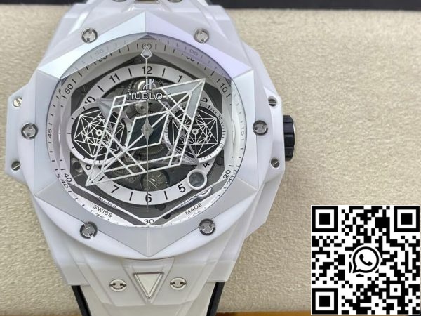 Hublot Big Bang Sang Bleu II 418 HX 2001 RX MXM21 1 1 Mejor Edición BB Fábrica Cerámica Blanca US Reloj Replica 3156 Hublot Big Bang Sang Bleu II 418.HX.2001.RX.MXM21 1:1 Mejor Edición BBF Fábrica Cerámica Blanca