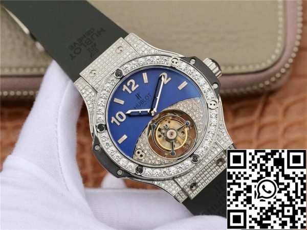 Hublot Big Bang Tourbillon 1:1 Best Edition Diamond Blue Dial US Replica Watch 3677 Hublot Big Bang Tourbillon 1:1 Best Edition Diamond Blue Dial