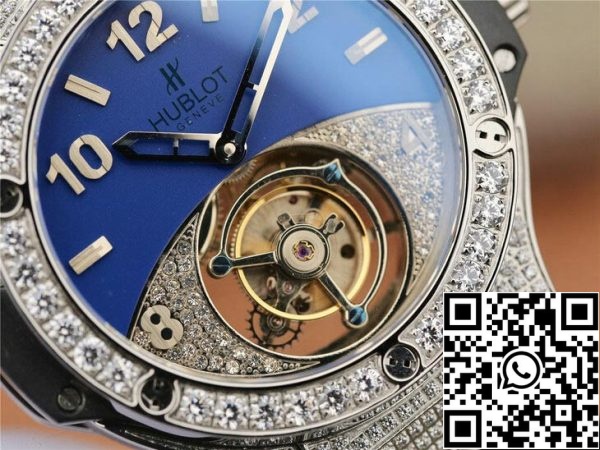 Hublot Big Bang Tourbillon 1 1 Best Edition Diamond Blue Dial Yhdysvaltain Replica katsella 4582 Hublot Big Bang Tourbillon 1: 1 Best Edition Diamond Blue Dial