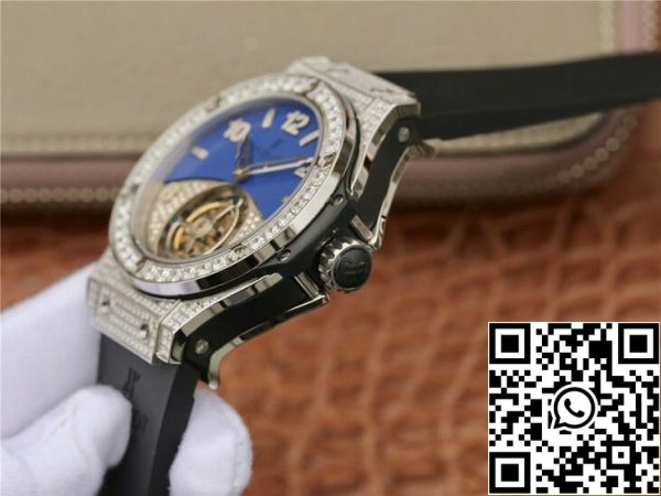 Hublot Big Bang Tourbillon 1 1 Best Edition Diamond Blue Dial Yhdysvaltain Replica katsella 6927 Hublot Big Bang Tourbillon 1: 1 Best Edition Diamond Blue Dial