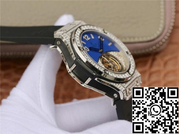 Hublot Big Bang Tourbillon 1 1 Migliore Edizione Diamante Quadrante Blu Replica Orologio 844 Hublot Big Bang Tourbillon 1:1 Migliore Edizione Diamante Quadrante Blu