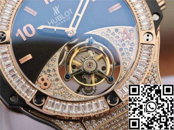 Hublot Big Bang Tourbillon 1 1 Najboljša izdaja Rose Gold črno Dial ZDA replika Watch 5086 Hublot Big Bang Tourbillon 1: 1 Najboljša izdaja Rose Gold črno Dial