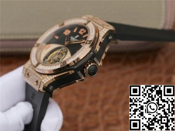 Hublot Big Bang Tourbillon 1 1 Najboljša izdaja Rose Gold črno Dial ZDA replika Watch 8175 Hublot Big Bang Tourbillon 1: 1 Najboljša izdaja Rose Gold črno Dial