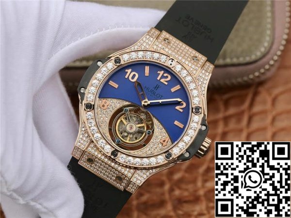 Hublot Big Bang Tourbillon 1 1 Mejor Edición de oro rosa con diamantes Dial EE.UU. Replica Watch 717 Hublot Big Bang Tourbillon 1:1 Mejor Edición de oro rosa con diamantes Dial