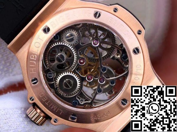 Hublot Big Bang полый турбийон 1 1 Лучшее издание швейцарской чайки с ручным заводом турбийон движение 18K розовое золото США Реплика часы 5096 Hublot Big Bang полый турбийон 1:1 Лучшее издание швейцарской чайки с ручным заводом турбийон движение 18K розовое золото