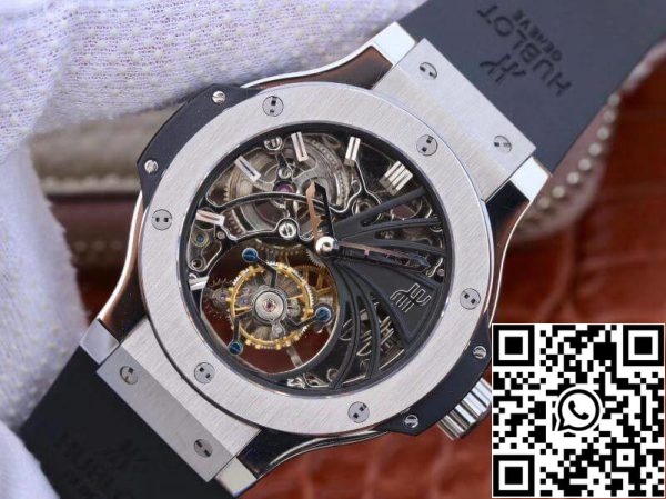 Hublot Big Bang полый турбийон швейцарской чайки с ручным заводом турбийон движение скелет циферблат США часы реплики 1963 Hublot Big Bang полый турбийон швейцарской чайки с ручным заводом турбийон движение скелет циферблат