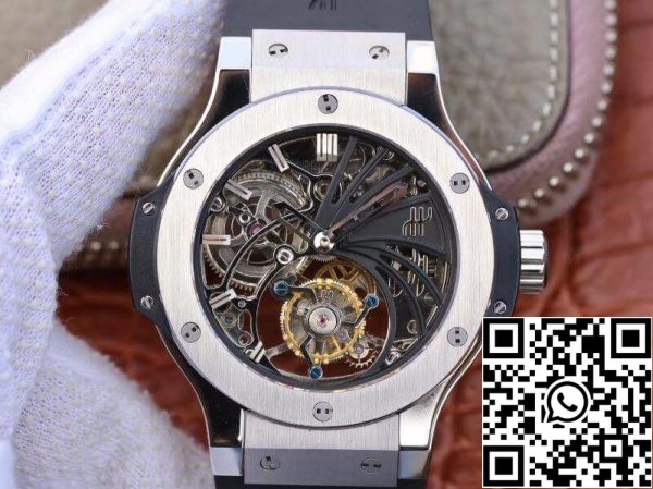 Hublot Big Bang üreges tourbillon Swiss Seagull kézi felhúzással tourbillon mozgását Skeleton Dial US Replica Watch 5908 Hublot Big Bang üreges tourbillon Swiss Seagull kézi felhúzással tourbillon mozgását Skeleton Dial