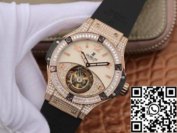 Hublot Classic Fusion 45mm Tourbillon 1 1 Bästa upplagan med diamant Rosegold vit urtavla Swiss Toubillon US Replica Watch 1441 Hublot Classic Fusion 45mm Tourbillon 1:1 Bästa upplagan med diamant Rosegold vit urtavla Swiss Toubillon