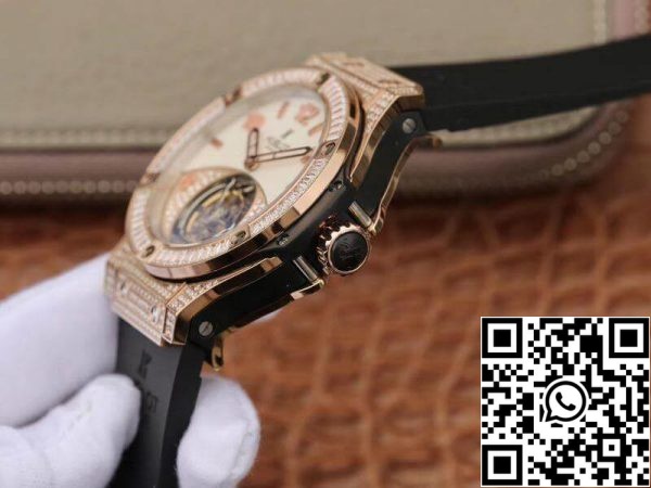 Hublot Classic Fusion 45mm Tourbillon 1 1 Bästa upplagan med diamant Rosegold vit urtavla Swiss Toubillon US Replica Watch 1580 Hublot Classic Fusion 45mm Tourbillon 1:1 Bästa upplagan med diamant Rosegold vit urtavla Swiss Toubillon