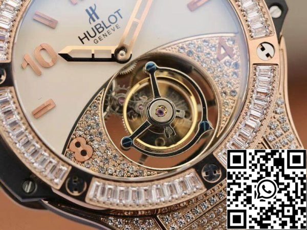 Hublot Classic Fusion 45mm Tourbillon 1 1 Best Edition Diamond Rosegold White Dial Sveitsin Toubillon Yhdysvaltain Replica katsella 7792 Hublot Classic Fusion 45mm Tourbillon 1:1 Best Edition Diamond Rosegold White Dial Sveitsin Toubillon