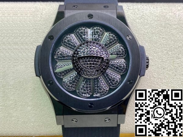 Hublot Classic Fusion Takashi Murakami 507 CX 9000 RX TAK21 1 1 Best Edition Sunflower Black Dial US Replica Watch 5005 Hublot Classic Fusion Takashi Murakami 507.CX.9000.RX.TAK21 1:1 Best Edition Sunflower Black Dial