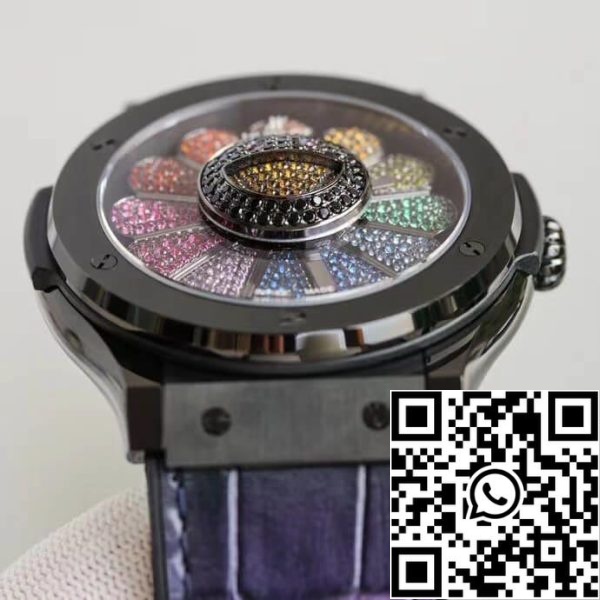 Hublot Classic Fusion Takashi Murakami 507 CX 9000 RX TAK21 1 1 Лучшее издание подсолнечник цветной алмаз циферблат США Реплика часы 7971 Hublot Classic Fusion Takashi Murakami 507.CX.9000.RX.TAK21 1:1 Лучшее издание подсолнечник цветной алмаз циферблат