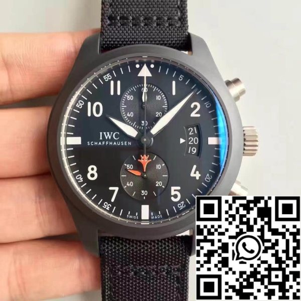 IWC Pilot Chronograph IW388001 ZF Factory 1 1 Best Edition Sveitsin ETA7750 Black Dial US Replica katsella 8678 IWC Pilot Chronograph IW388001 ZF Factory 1: 1 Best Edition Sveitsin ETA7750 Black Dial