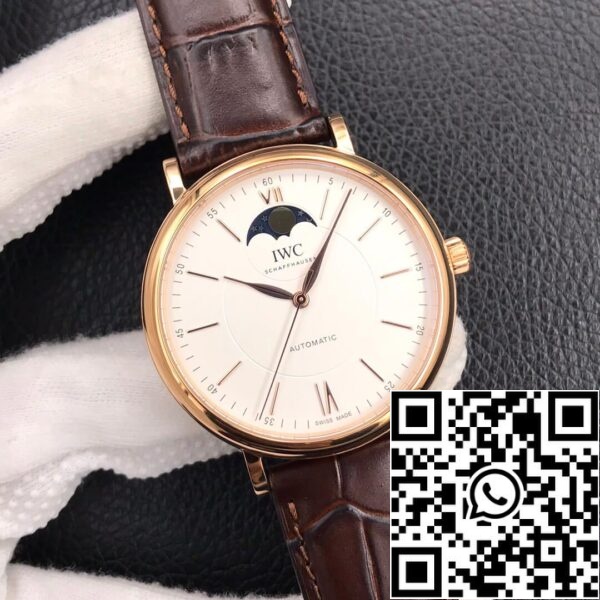 IWC Portofino Moon Phase IW459401 1 1 Best Edition MKS Factory Rose Gold Weißes Zifferblatt US Replica Uhr 13 IWC Portofino Moon Phase IW459401 1:1 Best Edition MKS Factory Rose Gold Weißes Zifferblatt