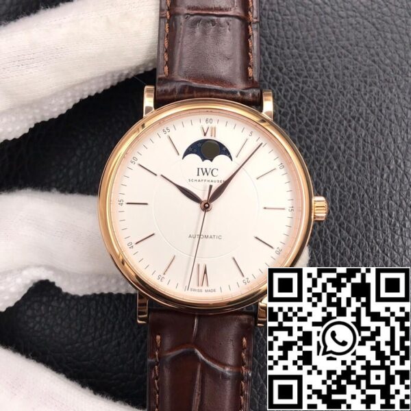 IWC Portofino Moon Phase IW459401 1 1 Best Edition MKS Factory Rose Gold Weißes Zifferblatt US Replica Uhr 4210 IWC Portofino Moon Phase IW459401 1:1 Best Edition MKS Factory Rose Gold Weißes Zifferblatt