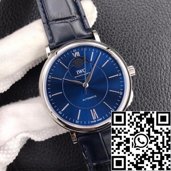 IWC Portofino лунна фаза IW459402 1 1 Най-доброто издание MKS Factory Blue Dial САЩ реплика часовник 7080 IWC Portofino лунна фаза IW459402 1: 1 Най-доброто издание MKS Factory Blue Dial