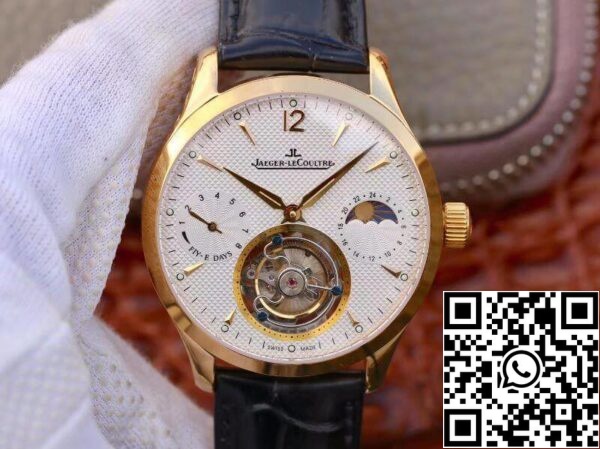 Jaeger LeCoultre Master Grande Tourbillon Механични часовници 1 1 Най-доброто издание швейцарски турбийон 18K злато бял циферблат САЩ реплика часовник 9600 Jaeger-LeCoultre Master Grande Tourbillon Механични часовници 1: 1 Най-доброто издание швейцарски турбийон 18K злато бял циферблат