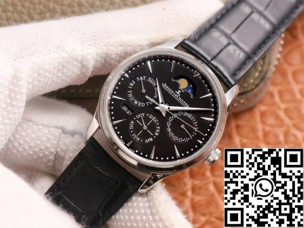 Jaeger LeCoultre Master Ultra Thin 1308470 1 1 Best Edition V9 Factory Black Dial Swiss ETA868 US Replica Klocka 439 Jaeger LeCoultre Master Ultra Thin 1308470 1:1 Best Edition V9 Factory Black Dial Swiss ETA868