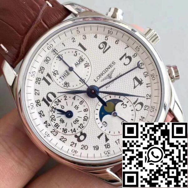 Longines Master Moonphase L2 673 4 78 3 JF fabbrica 1 1 Migliore edizione svizzera ETA7751 quadrante bianco testurizzato US Replica Orologio 9520 Longines Master Moonphase L2.673.4.78.3 JF fabbrica 1:1 Migliore edizione svizzera ETA7751 quadrante bianco testurizzato