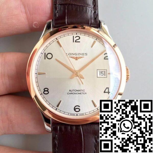 Longines Record L2 820 4 76 2 1 1 Melhor Edição Suíça ETA2892 18K Rosegold Mostrador em Prata EUA Réplica Relógio 2241 Longines Record L2.820.4.76.2 1:1 Melhor Edição Suíça ETA2892 18K Rosegold Mostrador em Prata