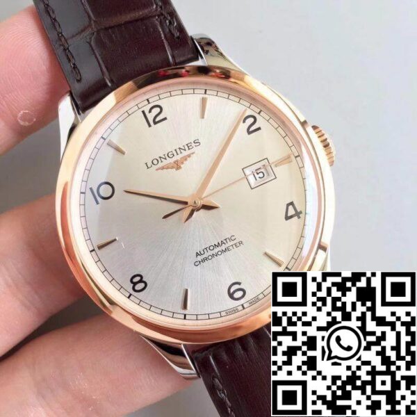 Longines Record L2 820 4 76 2 1 1 Best Edition Swiss ETA2892 18K Rosegold Silver Dial US Replica Watch 3439 Longines Record L2.820.4.76.2 1:1 Best Edition Swiss ETA2892 18K Rosegold Silver Dial