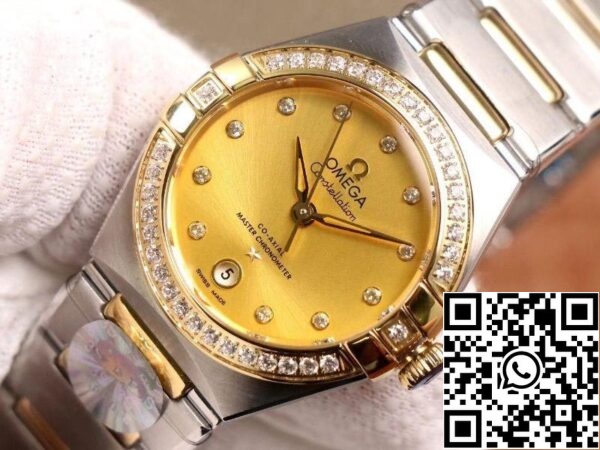 Omega Constellation 131 25 29 20 58 001 1 1 Best Edition 3S Factory V5 Yellow Gold Diamond Bezel Swiss NH05 US Replica Watch 8061 Omega Constellation 131.25.29.20.58.001 1:1 Best Edition 3S Factory V5 Yellow Gold Diamond Bezel Swiss NH05