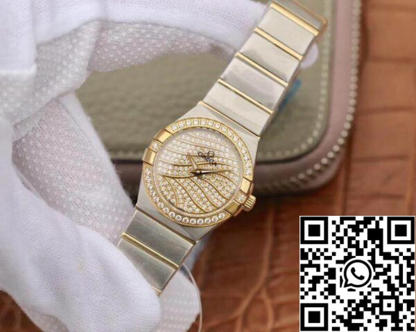 Omega Constellation Quartz Ladies 18K sárga arany gyémánt számlap TW Factory 1 1 Best Edition Swiss Eta Quartz 1376 US Replica Watch 1154 Omega Constellation Quartz Ladies 18K sárga arany gyémánt számlap TW Factory 1:1 Best Edition Swiss Eta Quartz 1376