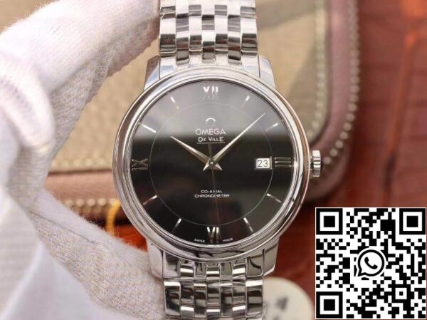 Omega De Ville Prestige 424 10 37 20 01 001 MKS Factory herrklockor 1 1 Best Edition Swiss ETA9015 Black Dial Silver Marker US Replica Watch 7043 Omega De Ville Prestige 424.10.37.20.01.001 MKS Factory herrklockor 1:1 Best Edition Swiss ETA9015 Black Dial Silver Marker