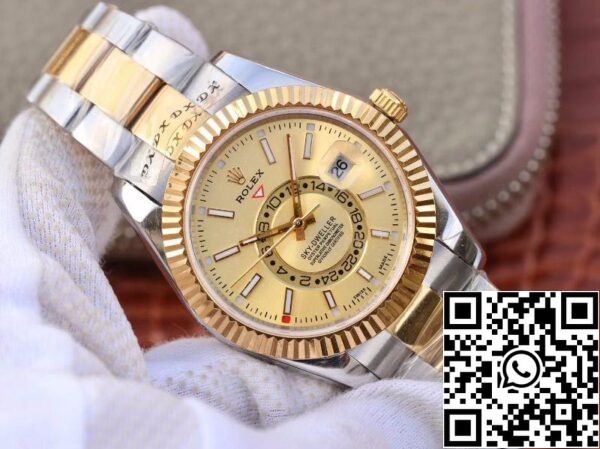 WaterMark 1 775 Rolex SKY-DWELLER 326938-72418 Bästa 1:1 Edition Bästa fabriken Guld urtavla