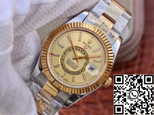 WaterMark 2 777 Rolex SKY-DWELLER 326938-72418 Bästa 1:1 Edition Bästa fabriken Guld urtavla