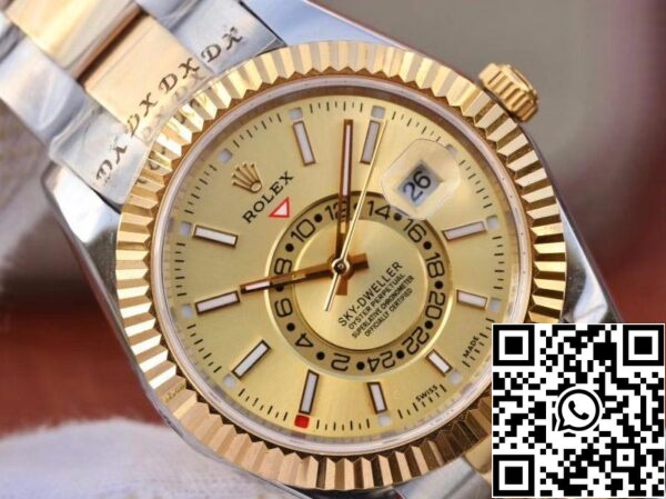 WaterMark 3 775 Rolex SKY-DWELLER 326938-72418 Mejor Edición 1:1 Mejor Esfera de Oro de Fábrica