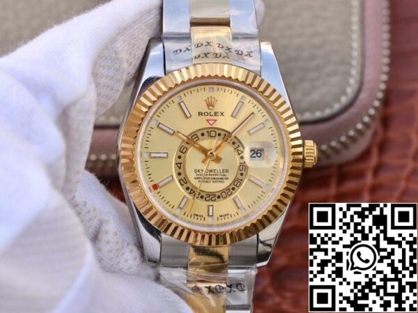 WaterMark 782 Rolex SKY-DWELLER 326938-72418 Bästa 1:1 Edition Bästa fabriken Guld urtavla