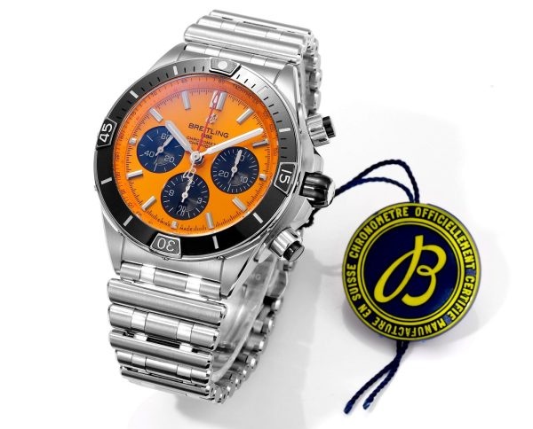 a1697114609108 6016 Breitling Super Chronomat B01 AB01364A1I1S1 44mm BLS Factory 1:1 Best Edition Orange Dial