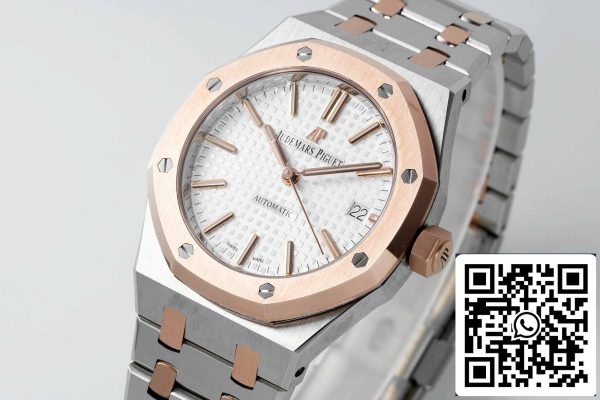 a1700155991148 6812 Audemars Piguet Royal Oak 15450SR.OO.1256SR.01 APS Factory 1:1 Best Edition V3 Quadrante bianco Oro Rosa e Acciaio