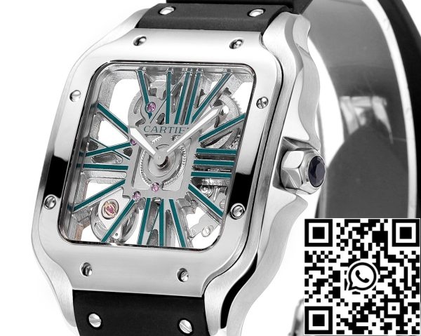 a1714932605822 3668 Cartier santos Skeleton 40mm THB Factory 1:1 Best Edition Weißes Gehäuse und schwarzes Armband