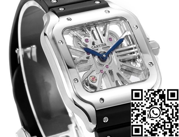 a1714932605894 2658 Cartier santos Skeleton 40mm THB Factory 1:1 Best Edition Hvid kasse og sort rem