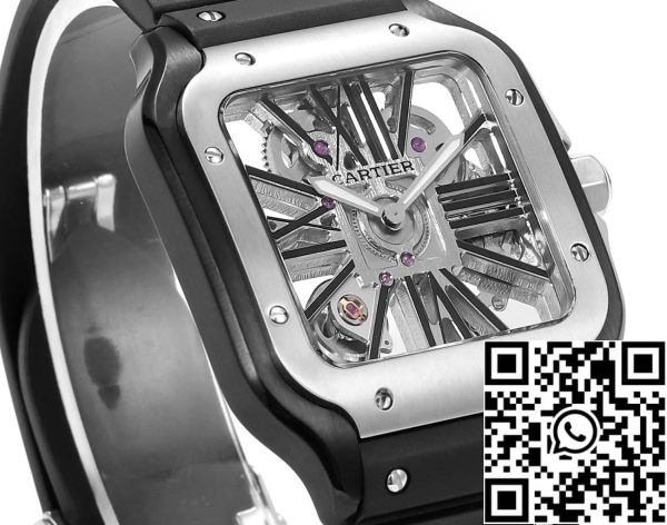 a1714932679520 3567 Cartier santos Skeleton 40mm THB Factory 1:1 Best Edition Weiße Lünette und schwarzes Gehäuse