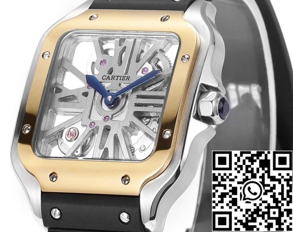 a1714932679527 7250 Cartier Santos Skeleton 40 mm THB Fabrik 1:1 Best Edition Goldlünette und weißes Gehäuse