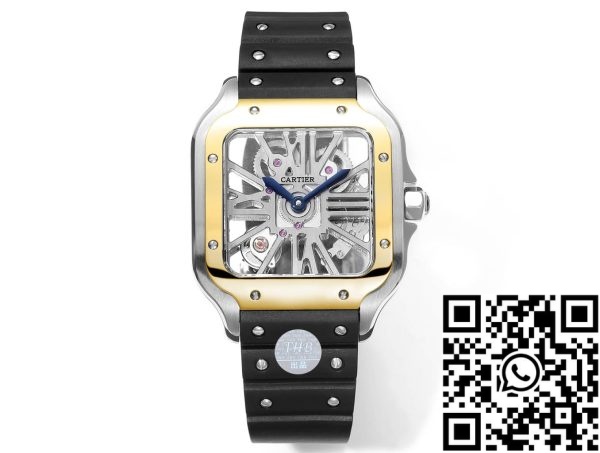 a1714932679536 5530 Cartier Santos Skeleton 40 mm THB Fabrik 1:1 Best Edition Goldlünette und weißes Gehäuse