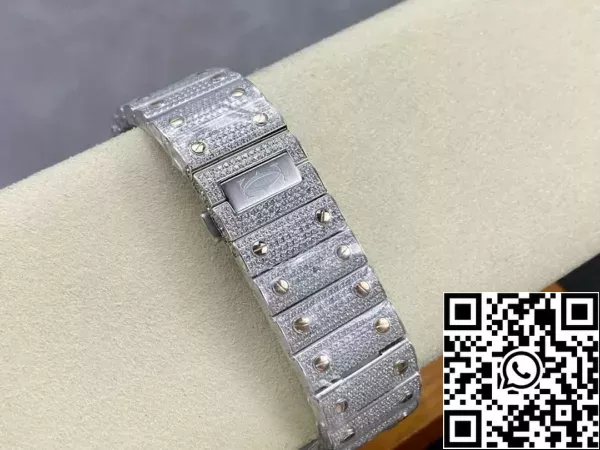 ff1e10713dd6f85 Santos De Cartier Diamond ρολόγια Μπλε Dial 1:1 Best Edition AMG εργοστάσιο Swarovski Stone