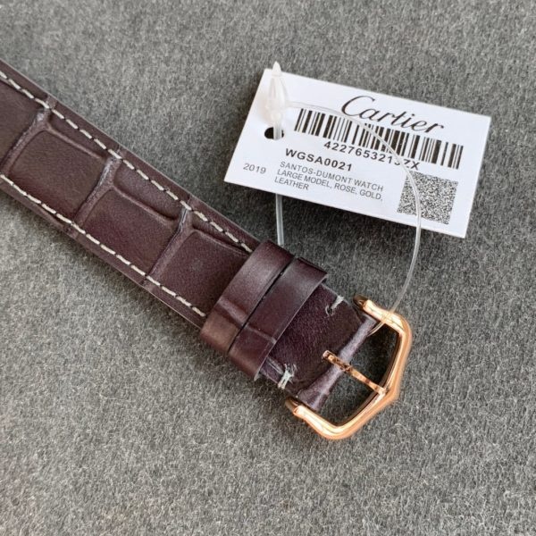 i1588063670 8338 5 Cartier Santos-Dumont WGSA0022 1:1 Best Edition F1 Factory Cadran argenté Bracelet marron