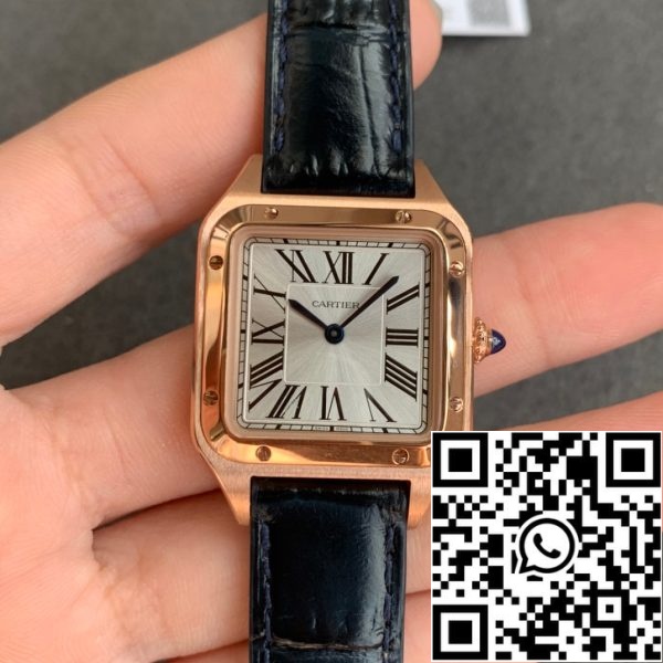 i1588063695 1627 0 Cartier Santos-Dumont WGSA0022 1:1 Best Edition F1 Factory ezüst számlap fekete szíjjal